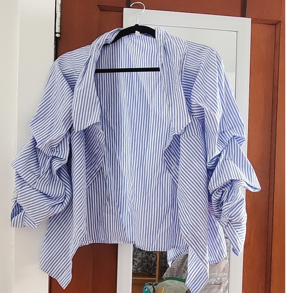 Striped Button Up Blouse - Picture 3 of 5